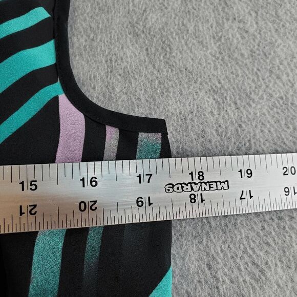 Worthington Top Womens Small Black Striped Chiffon Sleeveless Halter Neck Tank - Picture 3 of 11